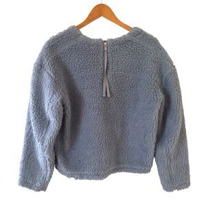 Lululemon Womens Textured Fleece 1/2 Zip Pullover Blue Sweater 12 Comfort Modern